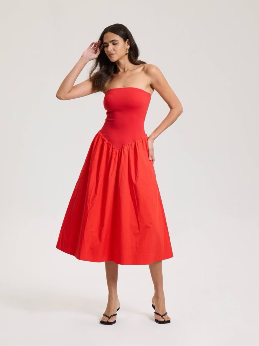 A New Day Strapless Red Midi Dress